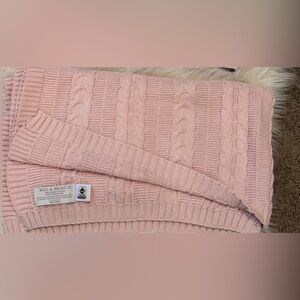 Boll & Branch Pink Cable Knit Blanket